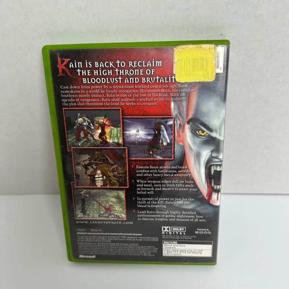Blood Omen 2 The Legacy of Kain Series Microsoft Xbox 2002 CIB Vampire Action - Picture 2 of 4